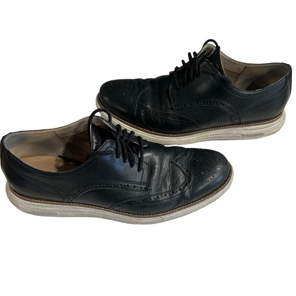 Cole Haan Original Grand Mens Size 12 M Black Leather Wingtip Oxford Shoes